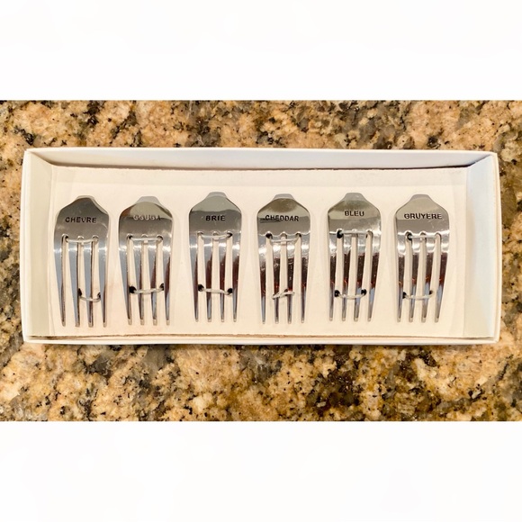 Cheese Markers - Set of 6 - Stainless Steel - Identifiers - Cut Forks - NEW - Picture 4 of 4